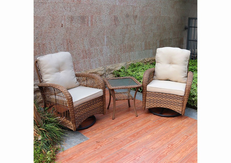 300302-NT - 3PC Wicker Swivel Conversation Set