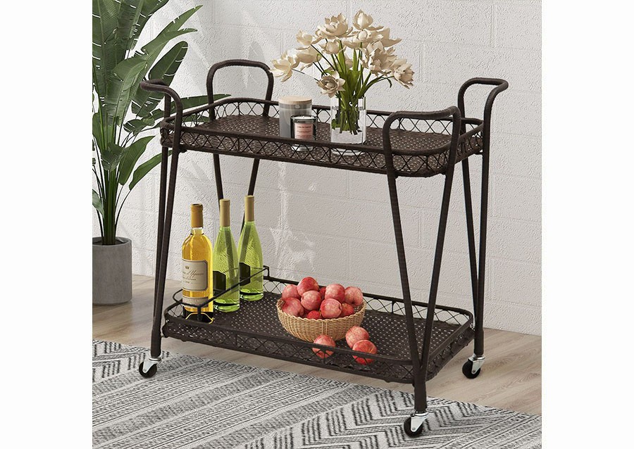 300595 - Wicker Beverage Cart