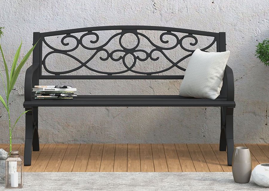 300039 Scroll Steel Garden Bench