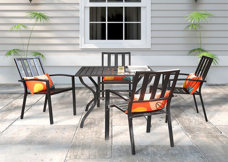 300864 Steel Patio Dining Set ( 1 table x 4 chairs) 
